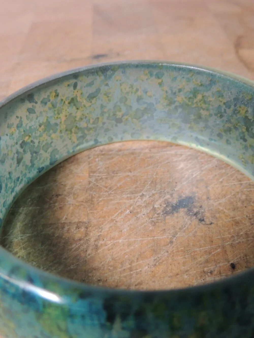 Vintage Blue Green Mottled Plastic Bangle Bracelet Boho